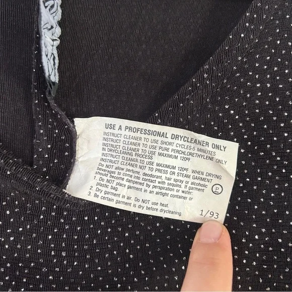 Bari Jay Black Silver Glitter Mini Dress Vintage Retro Formal Party Stretch - Picture 3 of 7